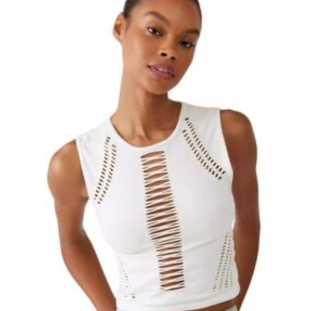 Urban Outfitters White Sleeveless Cutout Crop Top